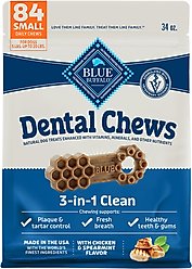 Blue Buffalo Small Natural Chicken & Spearmint Dental Dog Chews Treats, 84 count