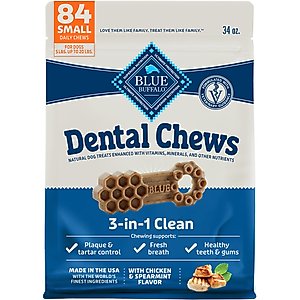 Blue Buffalo Small Natural Chicken & Spearmint Dental Dog Chews Treats, 84 count