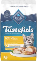 Blue Buffalo Tastefuls Adult Multi-Protein Chicken & Turkey Recipe with Antioxidant-Rich LifeSource Bits Dry Cat Food, 15-lb bag