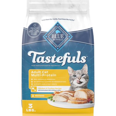 Blue Buffalo Blue Buffalo Tastefuls Adult Multi-Protein Chicken & Turkey Recipe with Antioxidant-Rich LifeSource Bits Dry Cat Food, 3-lb bag