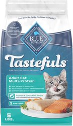 Blue Buffalo Tastefuls Adult Multi-Protein Salmon & Ocean Fish Recipe with Antioxidant-Rich LifeSource Bits Dry Cat Food, 5-lb bag