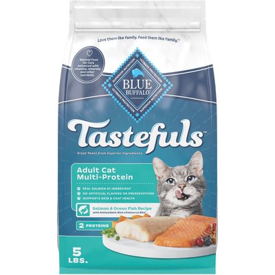Blue Buffalo Blue Buffalo Tastefuls Adult Multi-Protein Salmon & Ocean Fish Recipe with Antioxidant-Rich LifeSource Bits Dry Cat Food, 5-lb bag