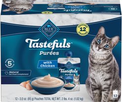 Blue Buffalo Tastefuls Adult Natural Purees Chicken Wet Cat Food, 3-oz pouch, case of 12