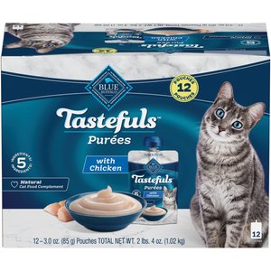 Blue Buffalo Tastefuls Adult Natural Purees Chicken Wet Cat Food, 3-oz pouch, case of 12