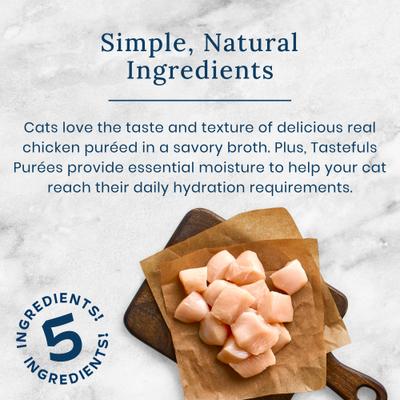 Show full view: Blue Buffalo Tastefuls Adult Natural Purees Chicken Wet Cat Food, 3-oz pouch, case of 12 slide 4 of 11