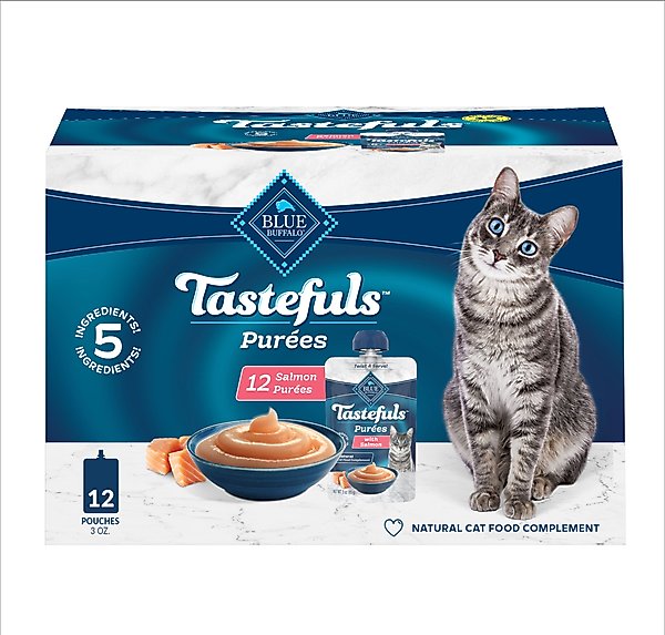 Blue Buffalo Tastefuls Adult Natural Purees Salmon Wet Cat Food, 3-oz pouch, case of 12
