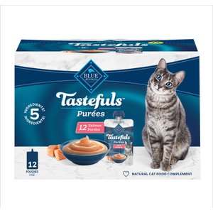 Blue Buffalo Tastefuls Adult Natural Purees Salmon Wet Cat Food, 3-oz pouch, case of 12