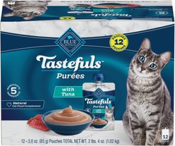 Blue Buffalo Tastefuls Adult Natural Purees Tuna Wet Cat Food, 3-oz pouch, case of 12