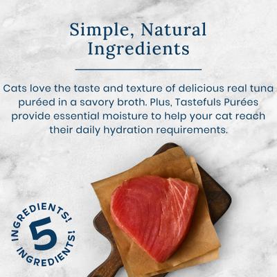 Show full view: Blue Buffalo Tastefuls Adult Natural Purees Tuna Wet Cat Food, 3-oz pouch, case of 12 slide 4 of 11