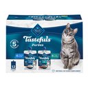 Blue Buffalo Tastefuls Adult Natural Purees Variety Pack Chicken & Tuna Wet Cat Food, 3-oz pouch, case of 12