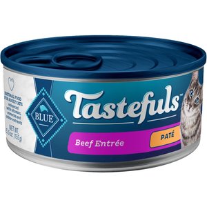 Blue Buffalo Tastefuls Beef Entrée Pate Wet Cat Food, 5.5-oz can, case of 24