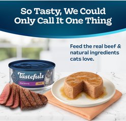 Blue Buffalo Tastefuls Beef Entrée Pate Wet Cat Food, 5.5-oz can, case of 24 slide 2 of 9