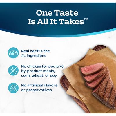 Show full view: Blue Buffalo Tastefuls Beef Entrée Pate Wet Cat Food, 5.5-oz can, case of 24 slide 7 of 11