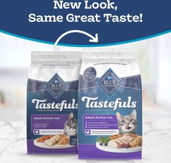 Blue Buffalo Tastefuls Chicken & Brown Rice Recipe Active Adult Dry Cat Food, 10-lb bag slide 2 of 9