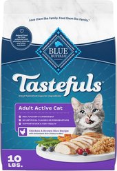 Blue Buffalo Tastefuls Chicken & Brown Rice Recipe Active Adult Dry Cat Food, 10-lb bag slide 1 of 9
