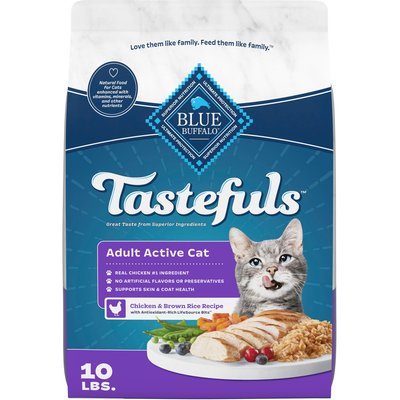 Blue Buffalo Blue Buffalo Tastefuls Chicken & Brown Rice Recipe Active Adult Dry Cat Food, 10-lb bag