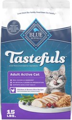 Blue Buffalo Tastefuls Chicken & Brown Rice Recipe Active Adult Dry Cat Food, 15-lb bag slide 1 of 9