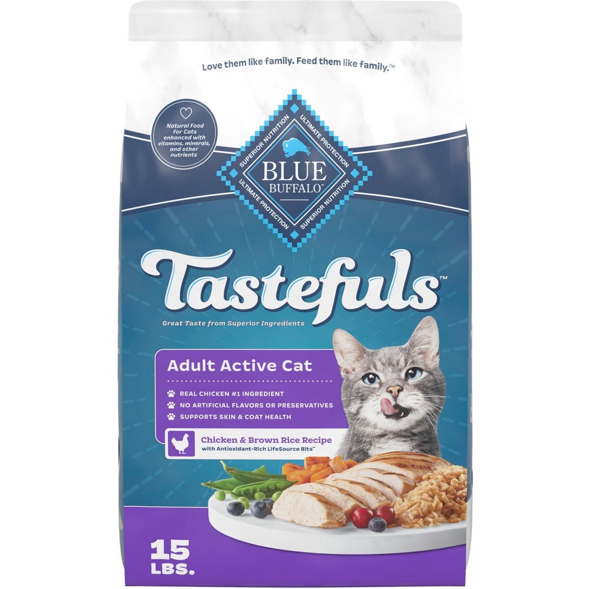 Blue Buffalo Healthy Living Chicken & Brown Rice Dry Cat Food, 15 lb