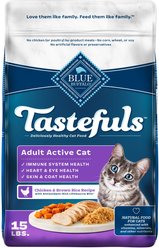 Blue Buffalo Tastefuls Chicken & Brown Rice Recipe Active Adult Dry Cat Food, 15-lb bag