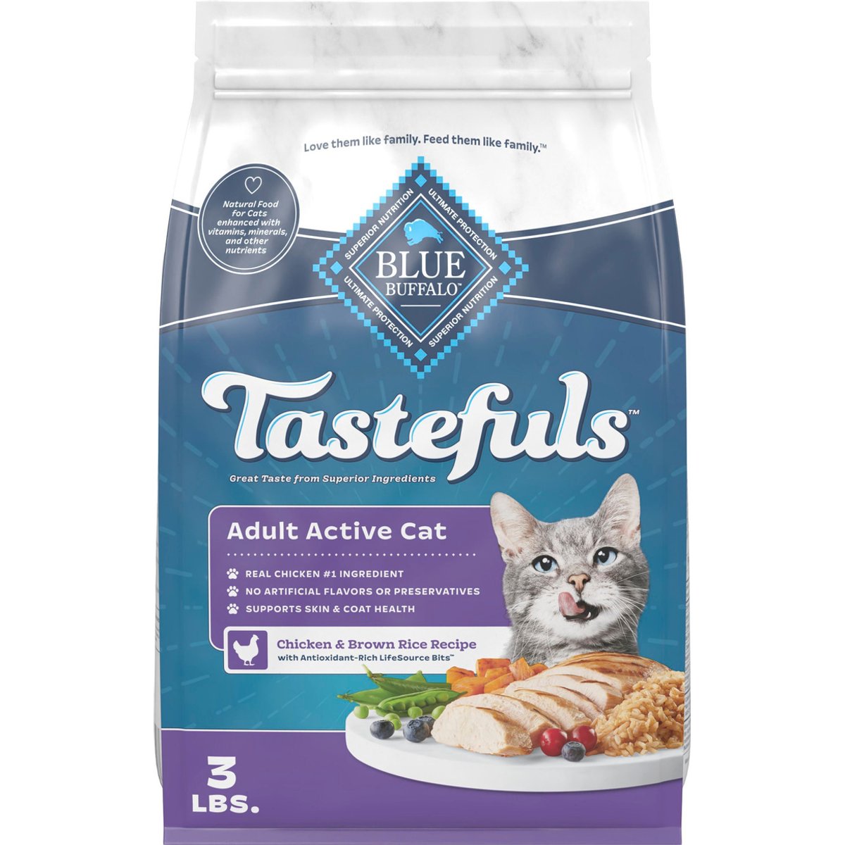Blue Buffalo Healthy Living Chicken & Brown Rice Adult Cat Food, 3-lb