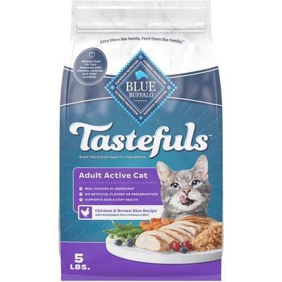 Blue Buffalo Blue Buffalo Tastefuls Chicken & Brown Rice Recipe Active Adult Dry Cat Food, 5-lb bag