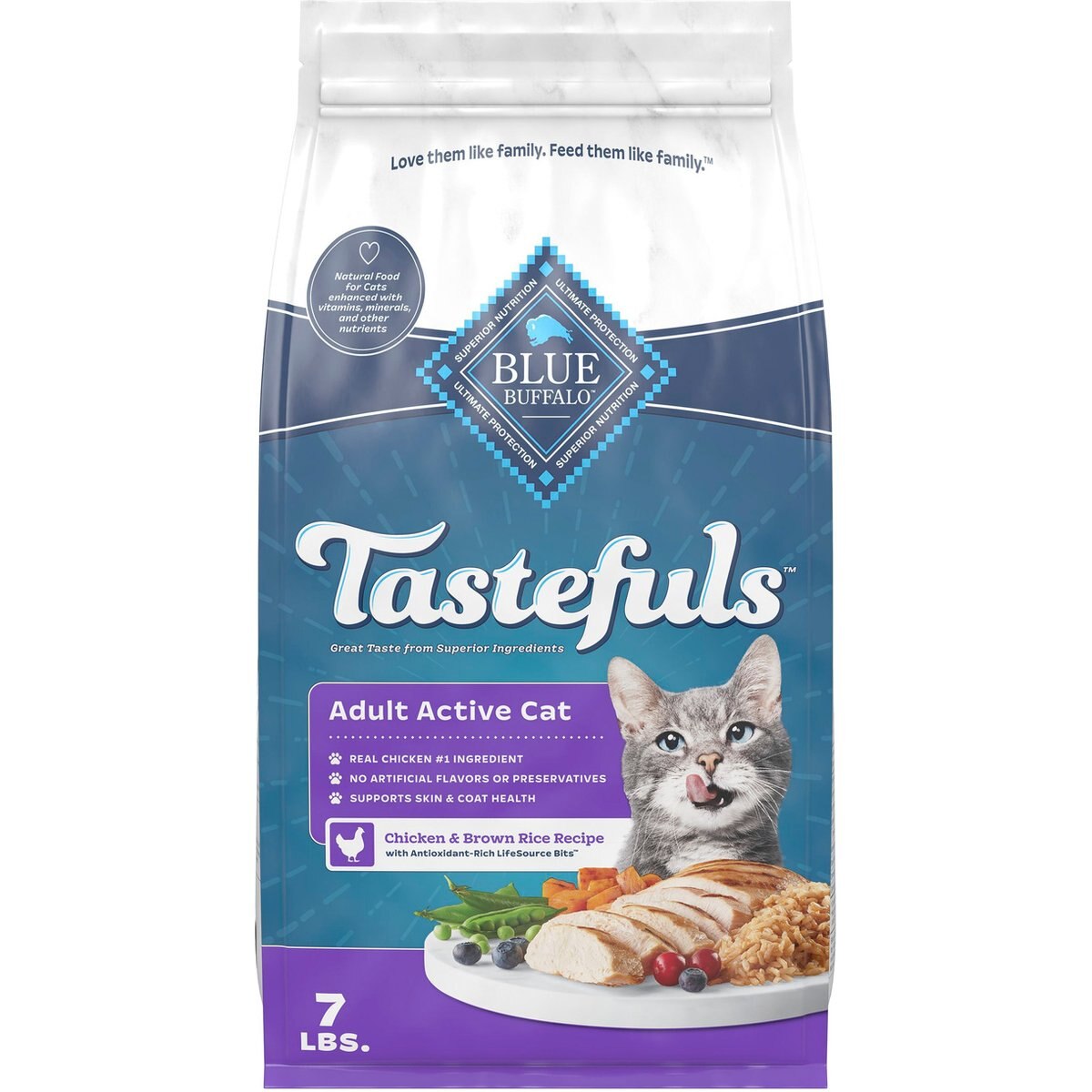 Blue Buffalo Healthy Living Chicken & Brown Rice Adult Cat Food, 7 lb