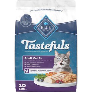 Blue Buffalo Tastefuls Chicken & Brown Rice Recipe Adult 7+ Dry Cat Food, 10-lb bag