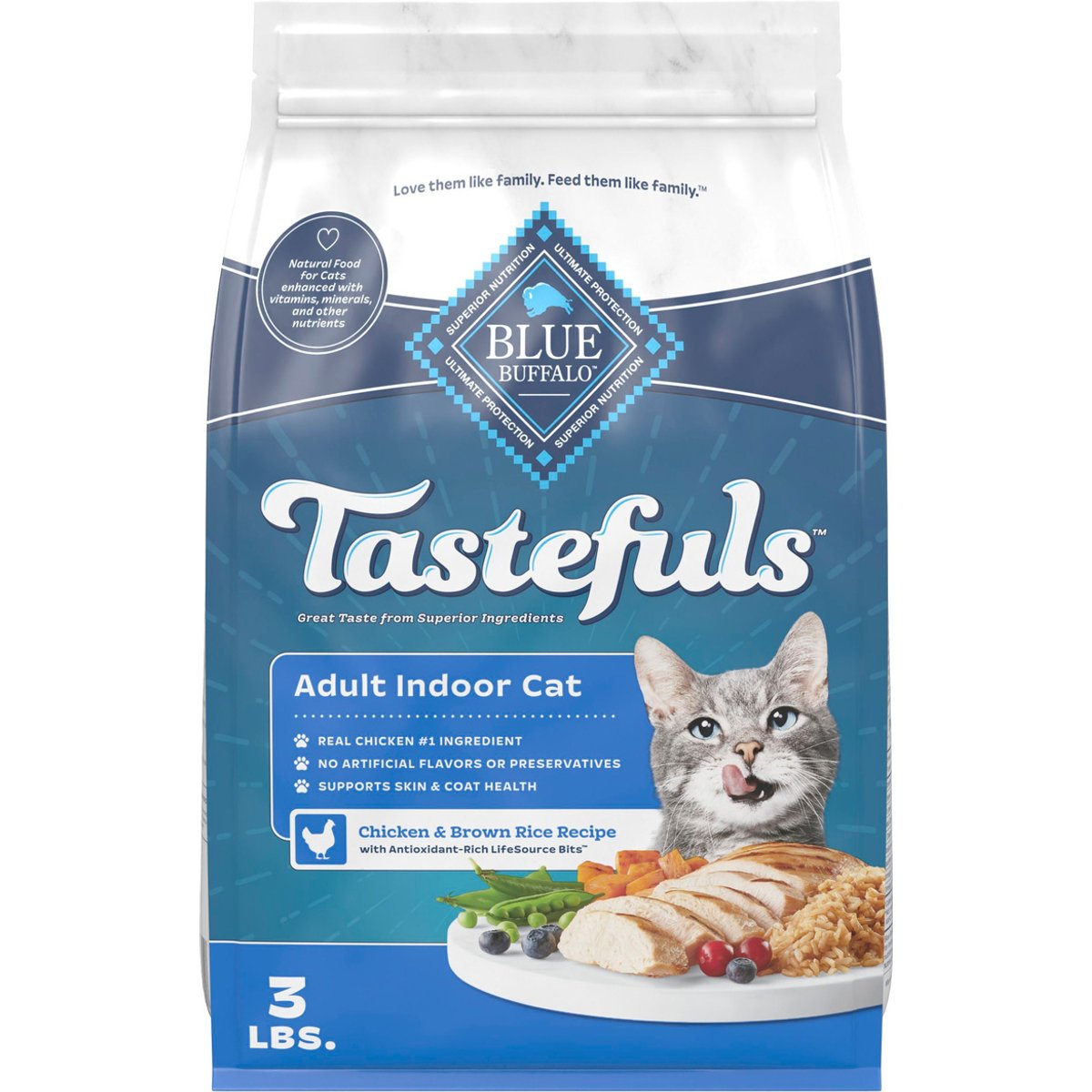 Blue Buffalo Indoor Health Chicken & Brown Rice Dry Cat Food, 3 lb