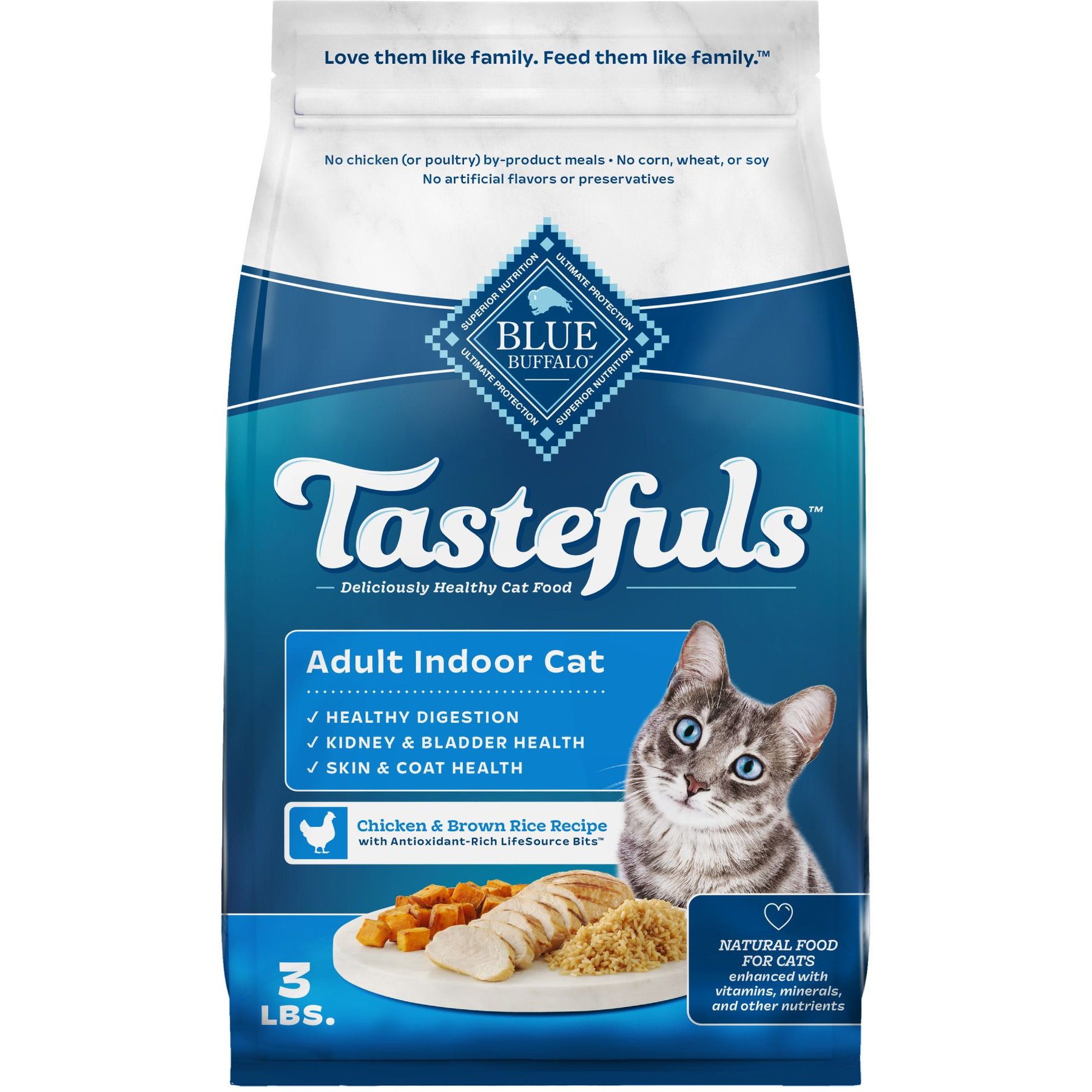 Blue Buffalo Indoor Health Chicken & Brown Rice Dry Cat Food, 3 lb