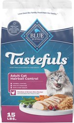 Blue Buffalo Tastefuls Chicken & Brown Rice Recipe Hairball Control Adult Dry Cat Food, 15-lb bag