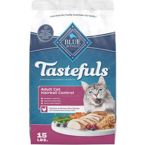 Blue Buffalo Tastefuls Chicken & Brown Rice Recipe Hairball Control Adult Dry Cat Food, 15-lb bag