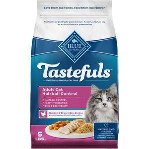 Blue Buffalo Tastefuls Chicken & Brown Rice Recipe Hairball Control Adult Dry Cat Food, 5-lb bag
