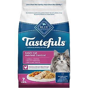 Blue Buffalo Tastefuls Chicken & Brown Rice Recipe Hairball Control Adult Dry Cat Food, 7-lb bag