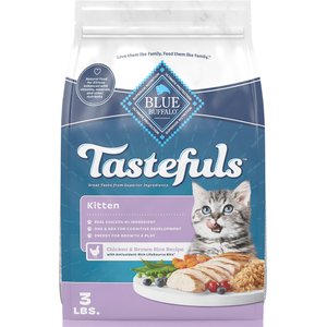 Blue Buffalo Tastefuls Chicken & Brown Rice Recipe Kitten Dry Cat Food, 3-lb bag