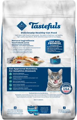 Show full view: Blue Buffalo Tastefuls Chicken & Brown Rice Recipe Sensitive Stomach Adult Dry Cat Food, 15-lb bag slide 3 of 11