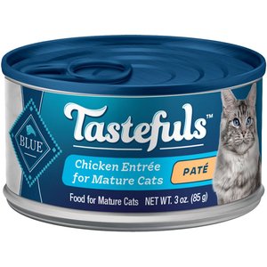 Blue Buffalo Tastefuls Chicken Entrée Mature Cats Pate Wet Cat Food, 3-oz can, case of 24