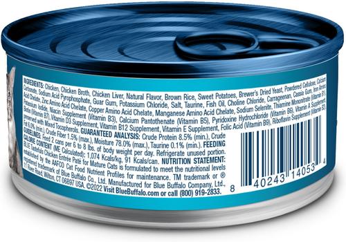 Show full view: Blue Buffalo Tastefuls Chicken Entrée Mature Cats Pate Wet Cat Food, 3-oz can, case of 24 slide 3 of 11