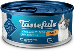 Blue Buffalo Tastefuls Chicken Entrée Pate Kitten Canned Cat Food, 3-oz can, 24 count