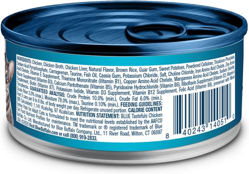 Show full view: Blue Buffalo Tastefuls Chicken Entrée Pate Kitten Canned Cat Food, 3-oz can, 24 count slide 3 of 11