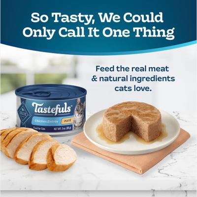 Show full view: Blue Buffalo Tastefuls Chicken Entrée Pate Wet Cat Food, 3-oz can, case of 4 slide 3 of 9
