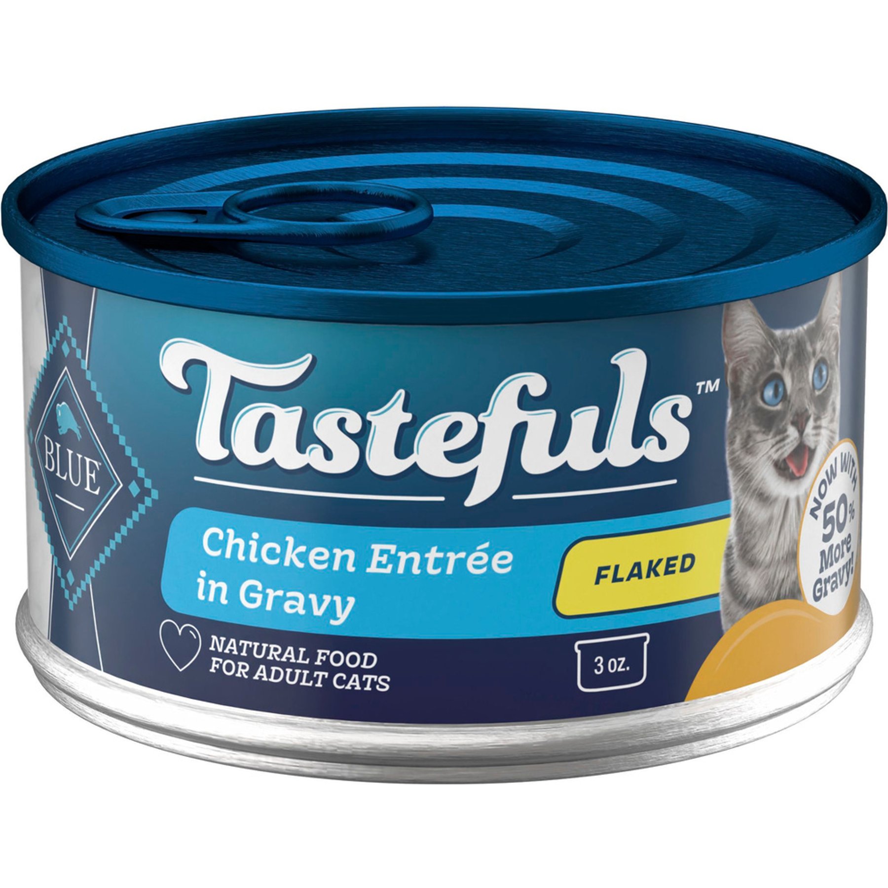Blue Buffalo Tastefuls Chicken Entrée in Gravy Flaked Wet Cat Food, 3-oz can, case of 24
