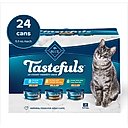 Blue Buffalo Tastefuls Chicken, Turkey & Chicken, Ocean Fish & Tuna Entrees Variety Pack Pate Wet Cat Food, 5.5-oz can, case of 24