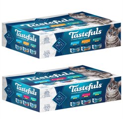 Blue Buffalo Tastefuls Chicken, Turkey & Chicken & Ocean Fish & Tuna Entrées Variety Pack Pate + Tuna, Chicken, Fish & Shrimp Entrées Variety Pack Flaked Wet Cat Food