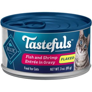 Blue Buffalo Tastefuls Fish & Shrimp Entrée in Gravy Flaked Wet Cat Food, 3-oz can, case of 24