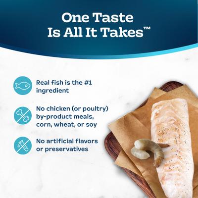 Show full view: Blue Buffalo Tastefuls Fish & Shrimp Entrée in Gravy Flaked Wet Cat Food, 3-oz can, case of 24 slide 7 of 11