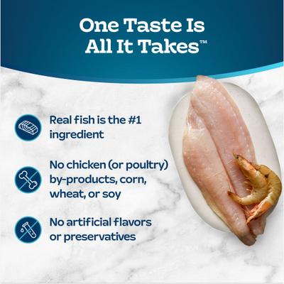 Show full view: Blue Buffalo Tastefuls Fish & Shrimp Entrée in Gravy Flaked Wet Cat Food, 3-oz can, case of 4 slide 4 of 11