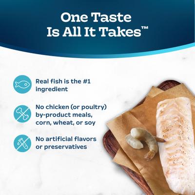 Show full view: Blue Buffalo Tastefuls Fish & Shrimp Entrée in Gravy Flaked Wet Cat Food, 5.5-oz can, case of 24 slide 7 of 11