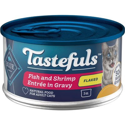 Blue Buffalo Blue Buffalo Tastefuls Fish & Shrimp Entrée in Gravy Flaked Wet Cat Food, 3-oz can, case of 24