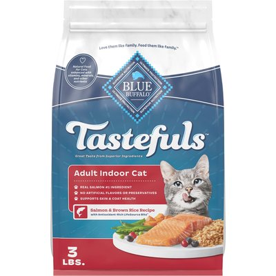Blue Buffalo Blue Buffalo Tastefuls Indoor Salmon & Brown Rice Adult Dry Cat Food, 3-lb bag