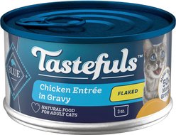 Blue Buffalo Tastefuls Natural Flaked Chicken Entree in Gravy Wet Cat Food, 3-oz can, case of 12